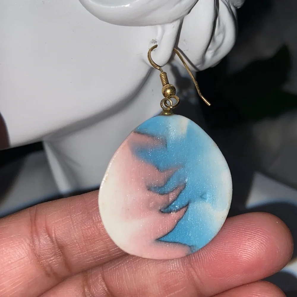 Ceramic Pastel Color Gold Tone Earrings